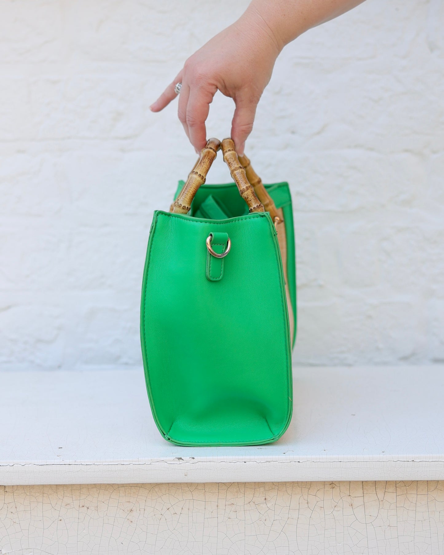 Kennedy Tote Natural Kelly Green