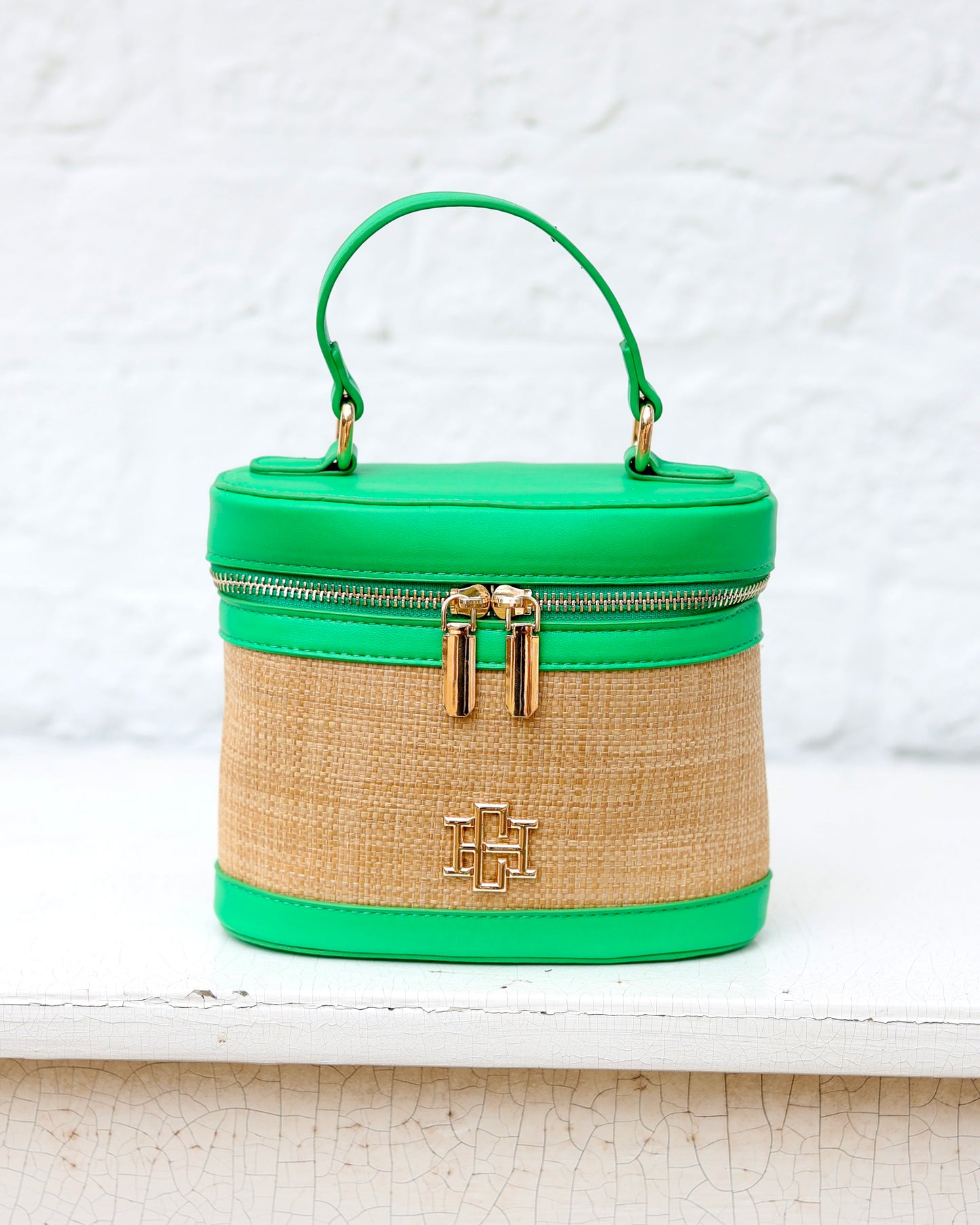 Audrey Handbag Natural Kelly Green