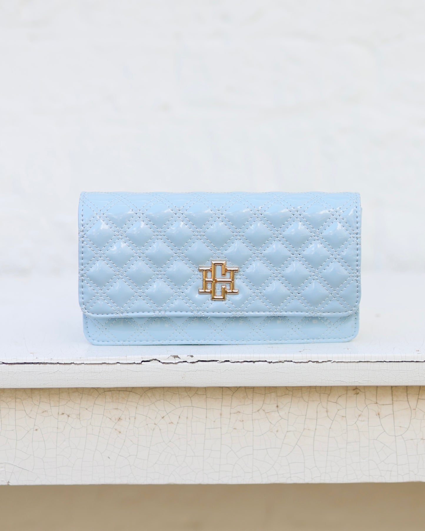 Brynleigh Clutch Crossbody Light Blue Patent