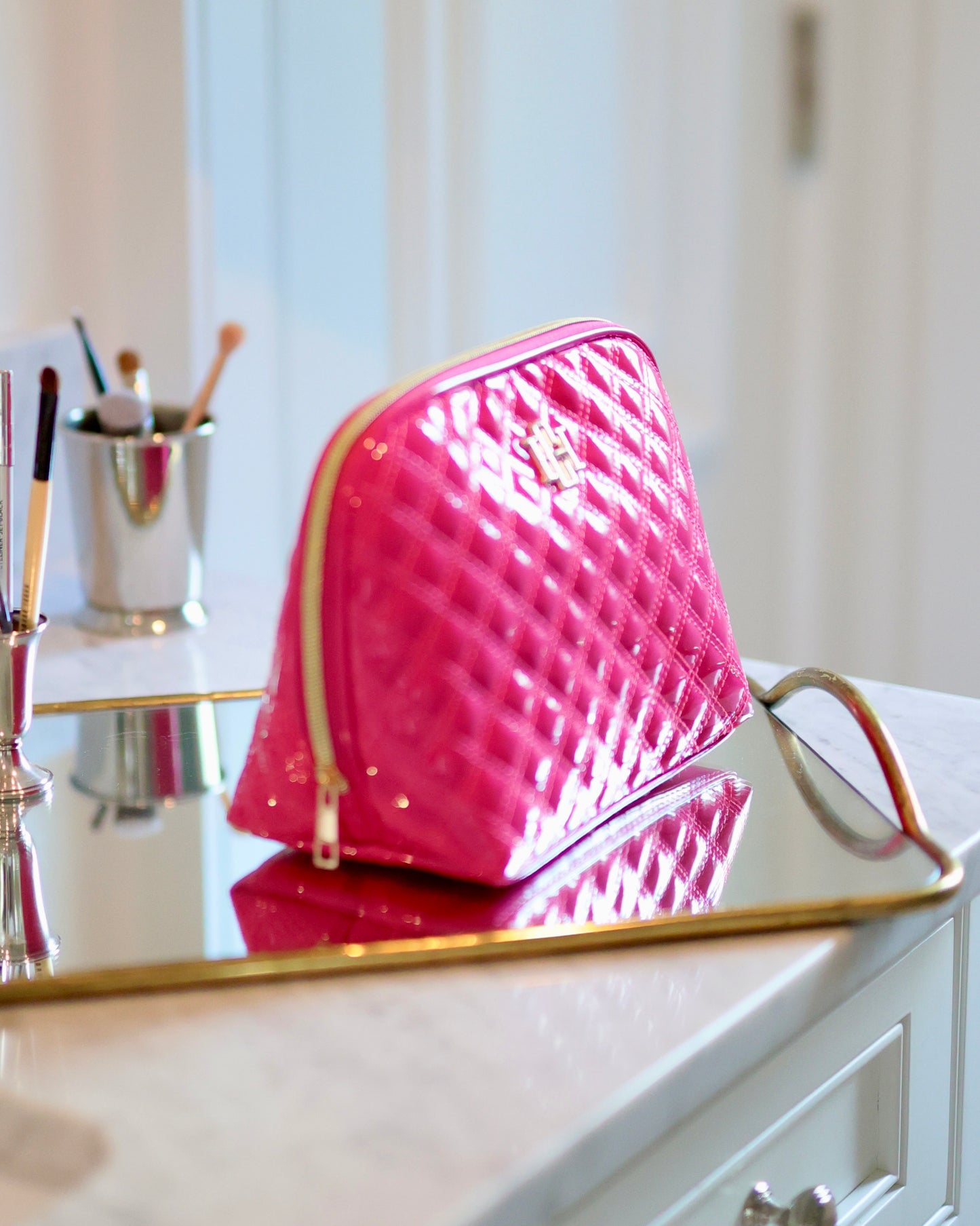 Capri Large Pouch Hot Pink Patent