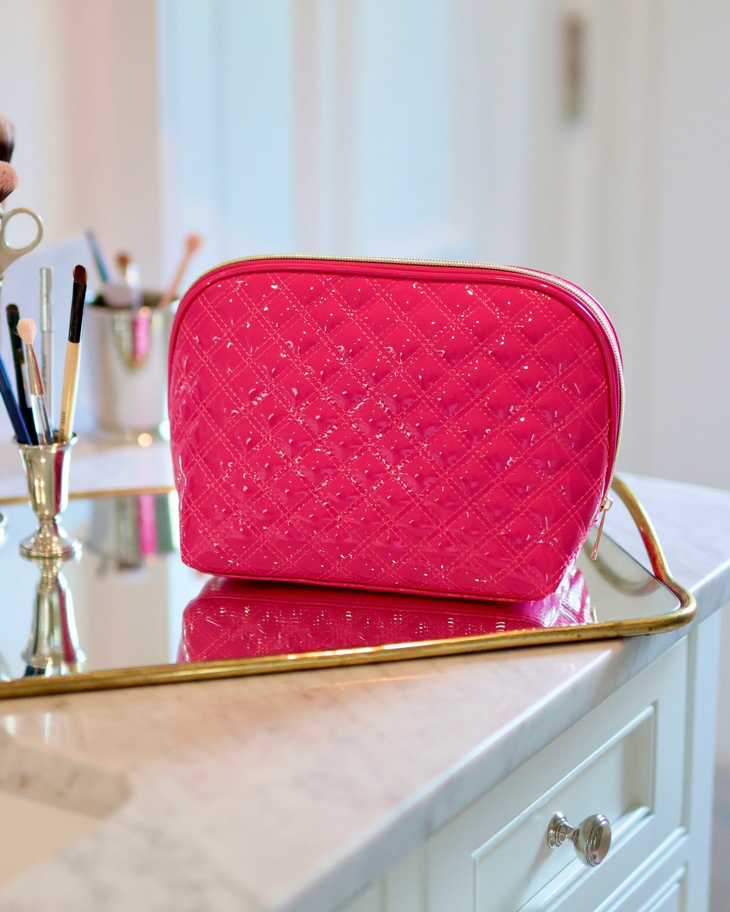 Capri Large Pouch Hot Pink Patent