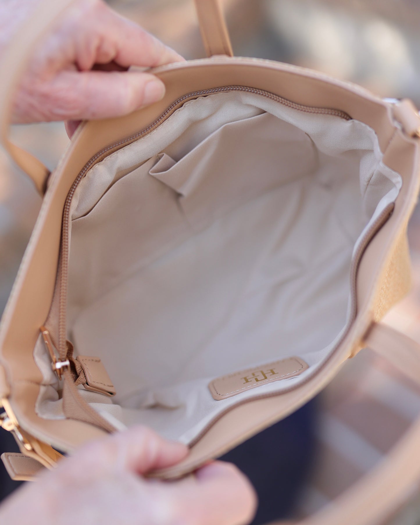 Georgie Mini Tote Natural Hot Pink