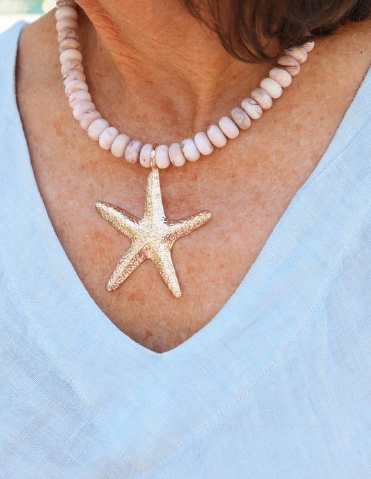 Aster Beaded Starfish Necklace Blush
