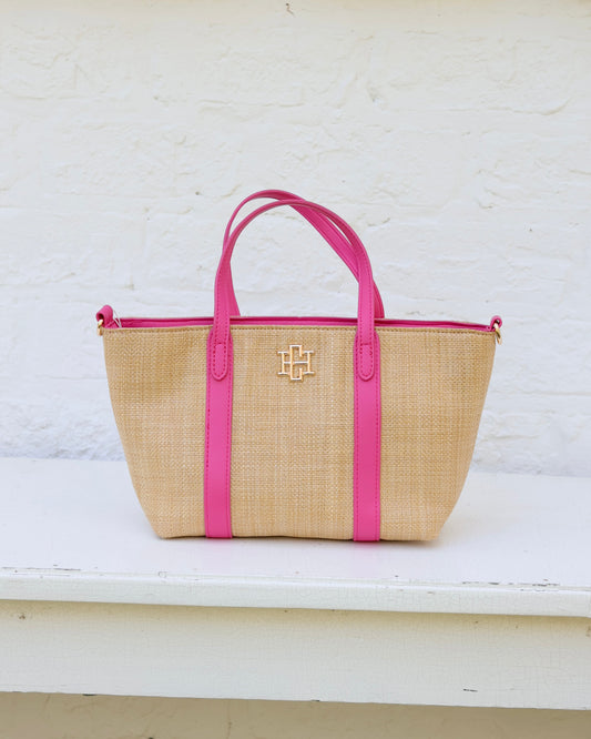 Georgie Mini Tote Natural Hot Pink