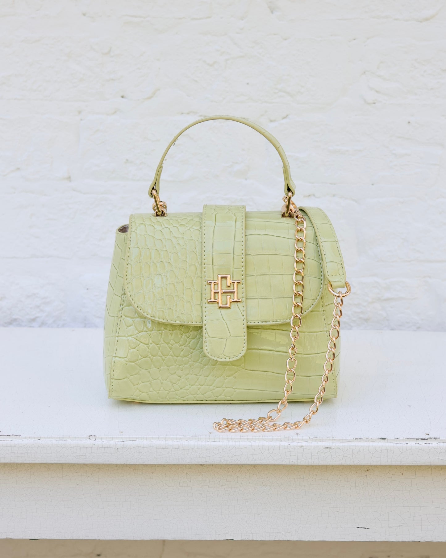 Tucker Handbag Lime Patent EC