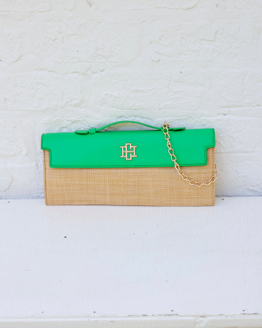 Betty Clutch Natural Kelly Green