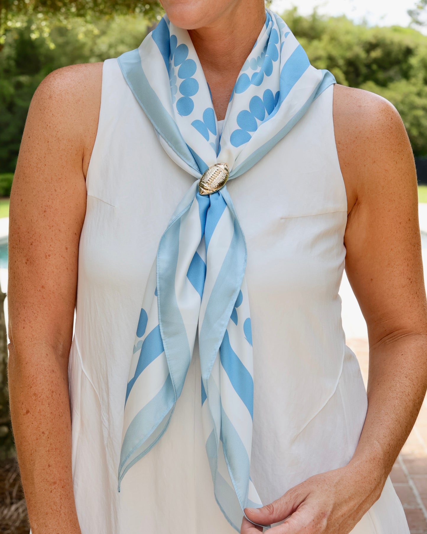 Lucy Floral Scarf Large Light Blue White