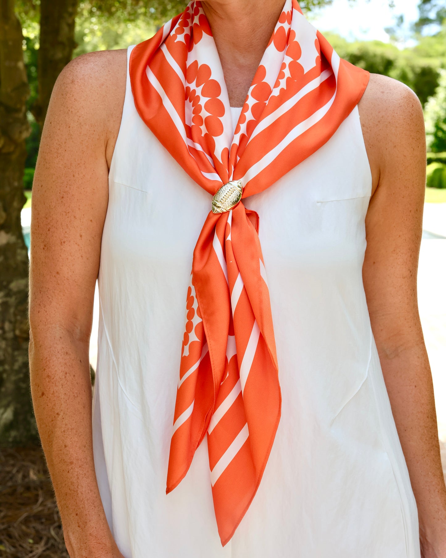 Lucy Floral Scarf Large Orange White