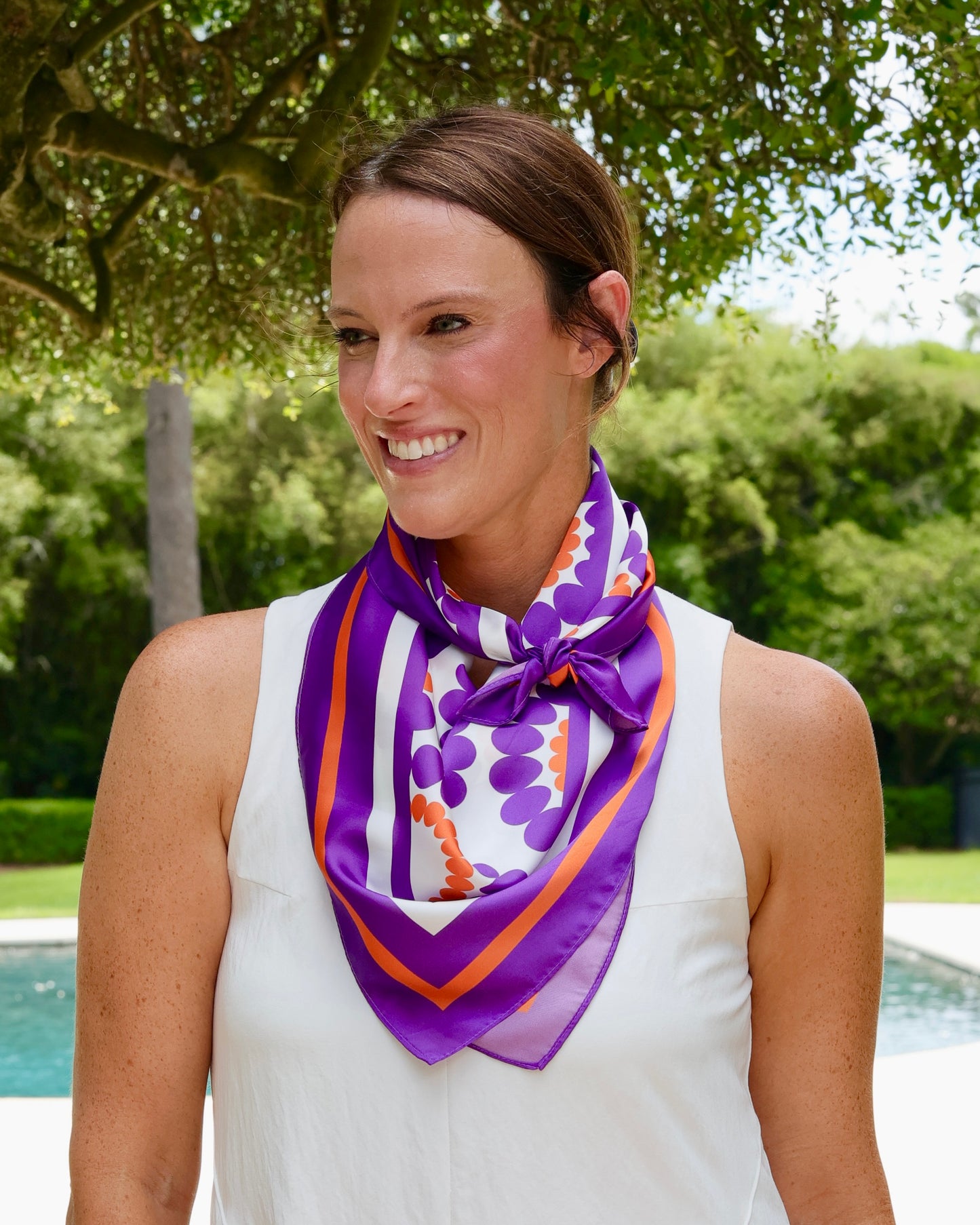Lucy Floral Scarf Large Purple Orange
