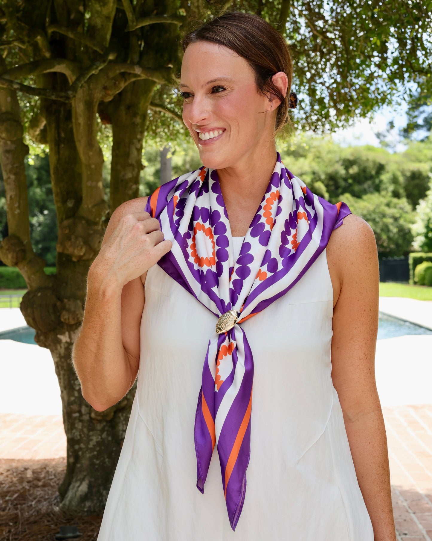 Lucy Floral Scarf Large Purple Orange