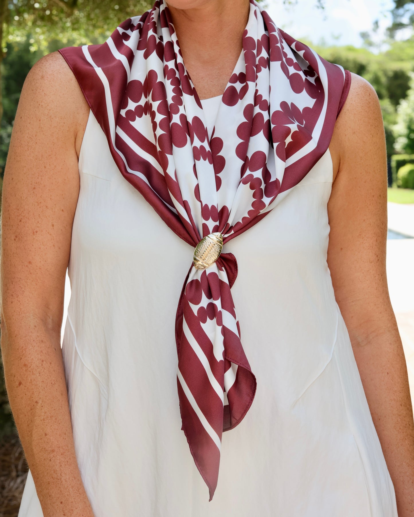 Lucy Floral Scarf Large Maroon White