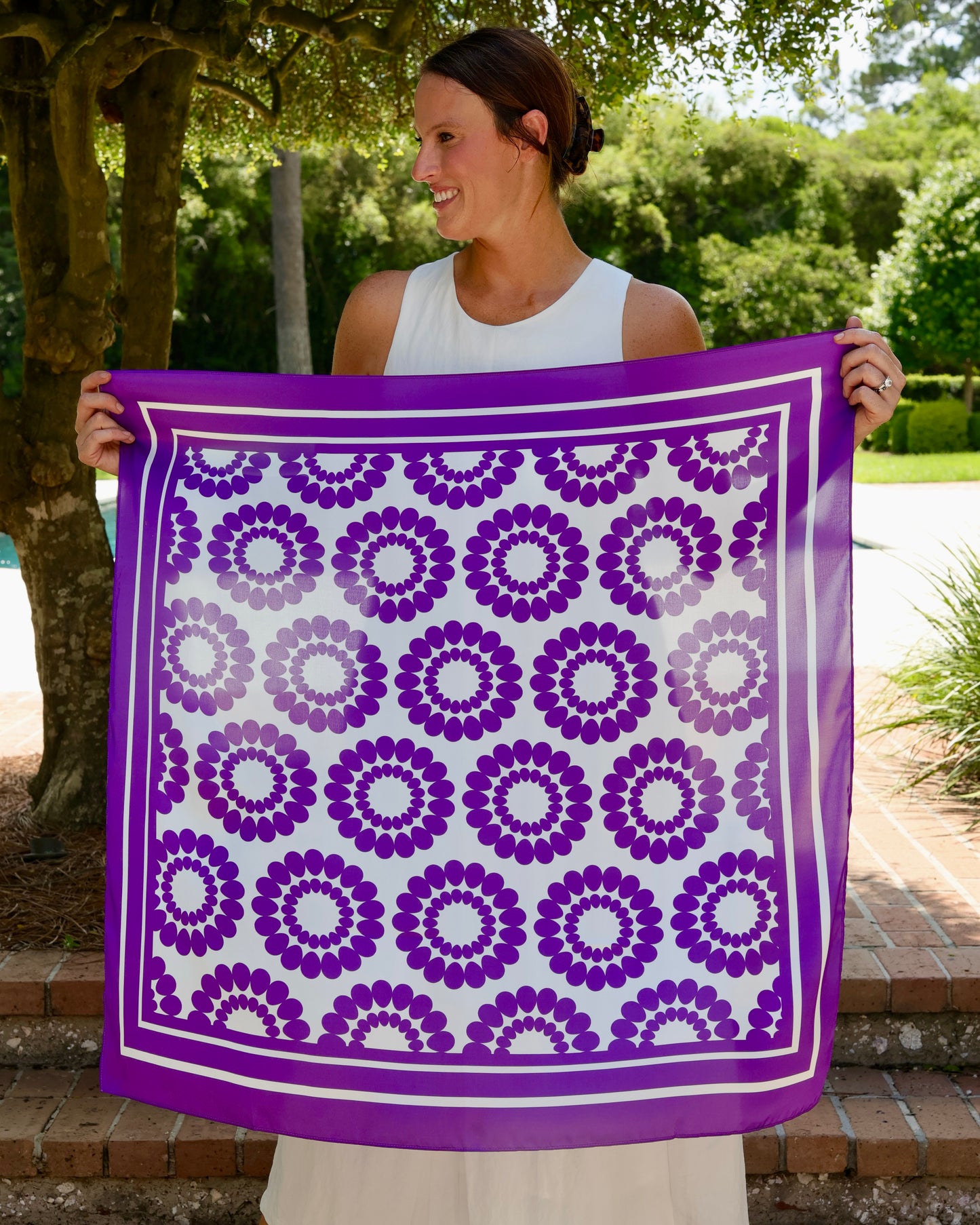 Lucy Floral Scarf Large Purple White