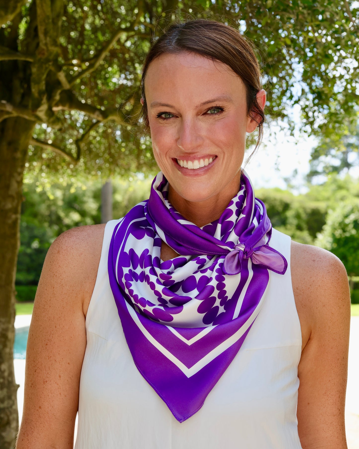 Lucy Floral Scarf Large Purple White