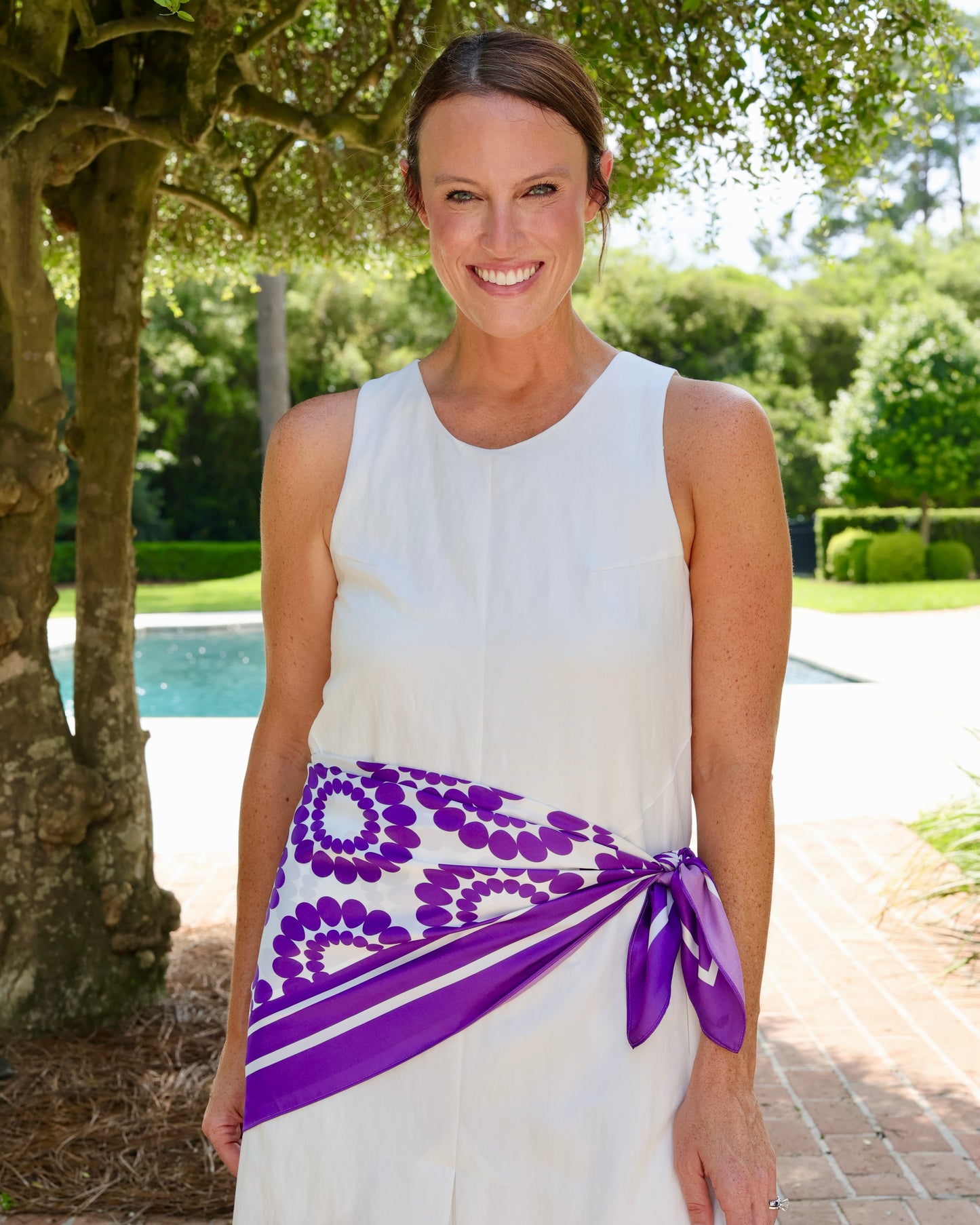 Lucy Floral Scarf Large Purple White