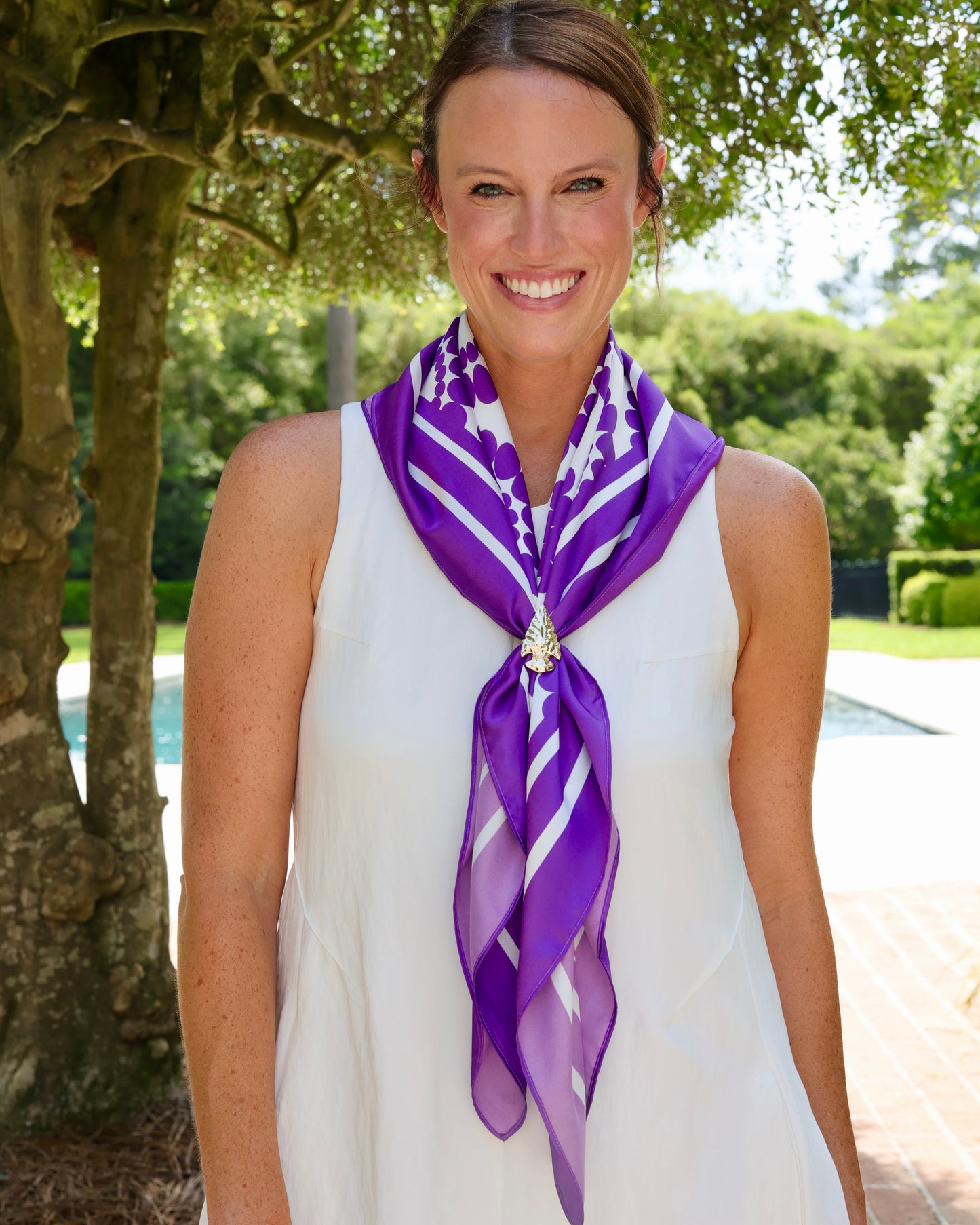 Lucy Floral Scarf Large Purple White