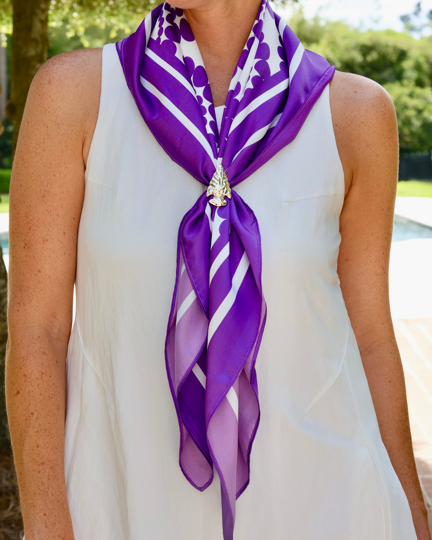 Lucy Floral Scarf Large Purple White
