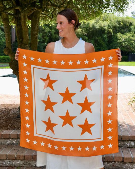 Fitzgerald Star Scarf Large Orange White