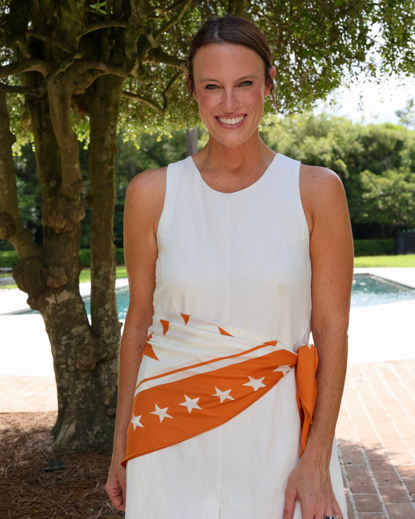 Fitzgerald Star Scarf Large Orange White