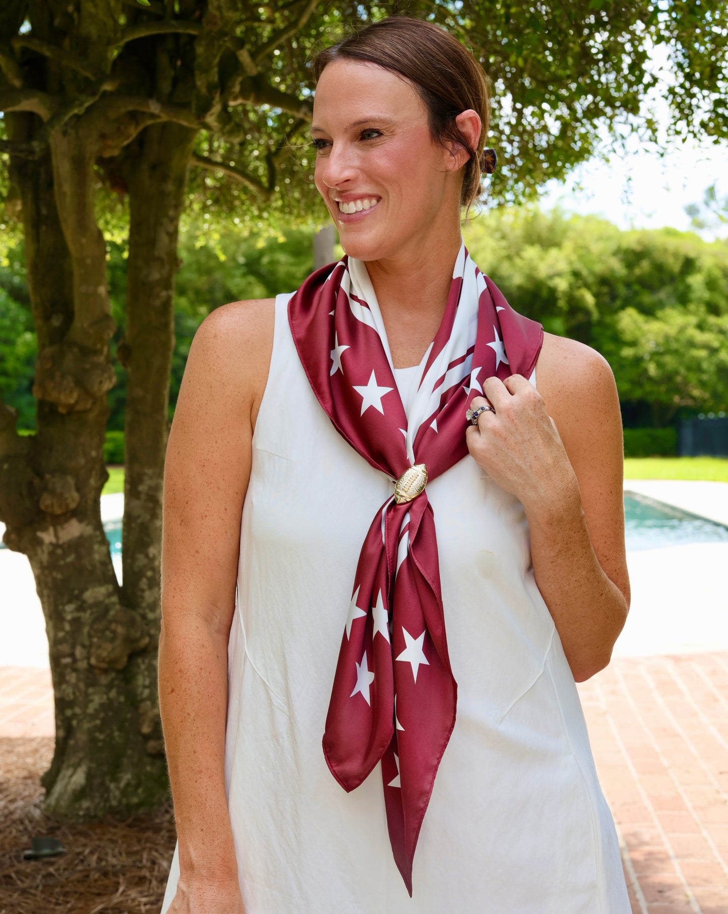 Fitzgerald Star Scarf Large Maroon White