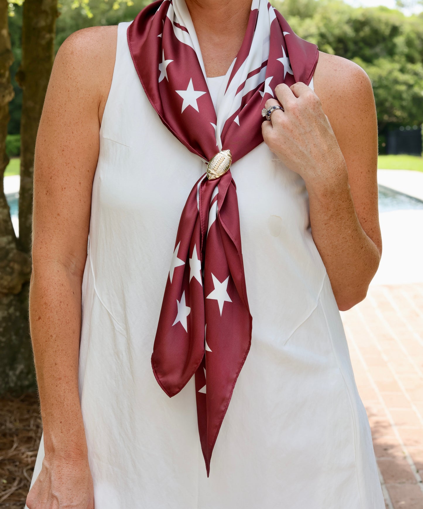 Fitzgerald Star Scarf Large Maroon White