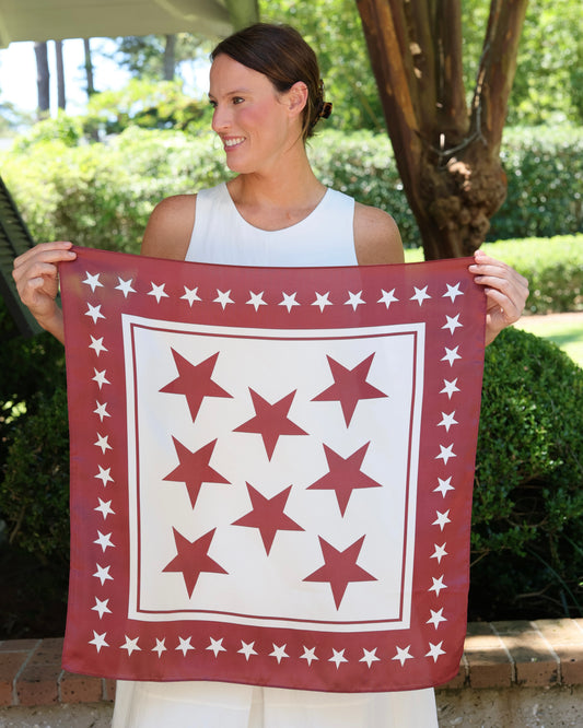 Fitzgerald Star Scarf Medium Maroon White