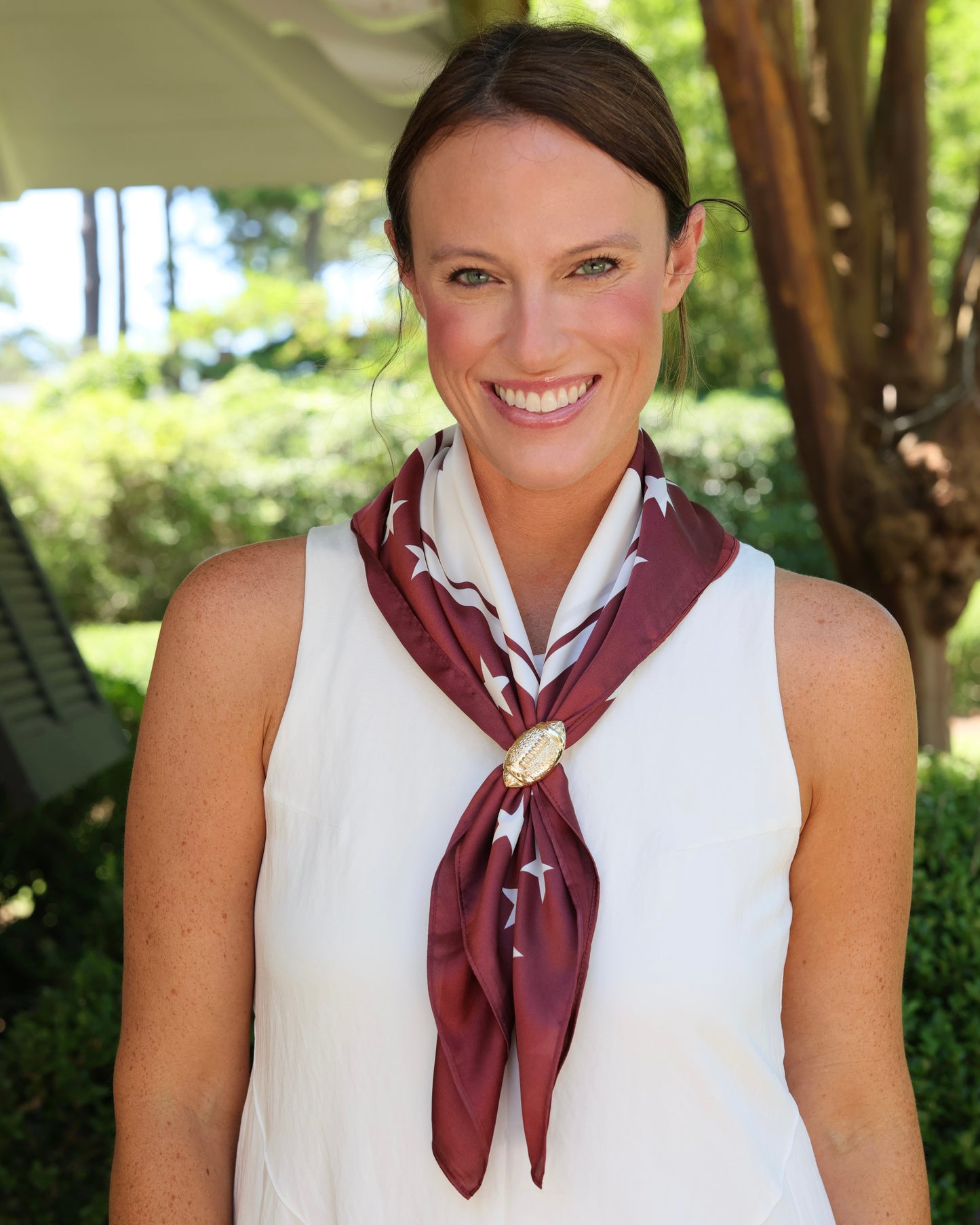 Fitzgerald Star Scarf Medium Maroon White