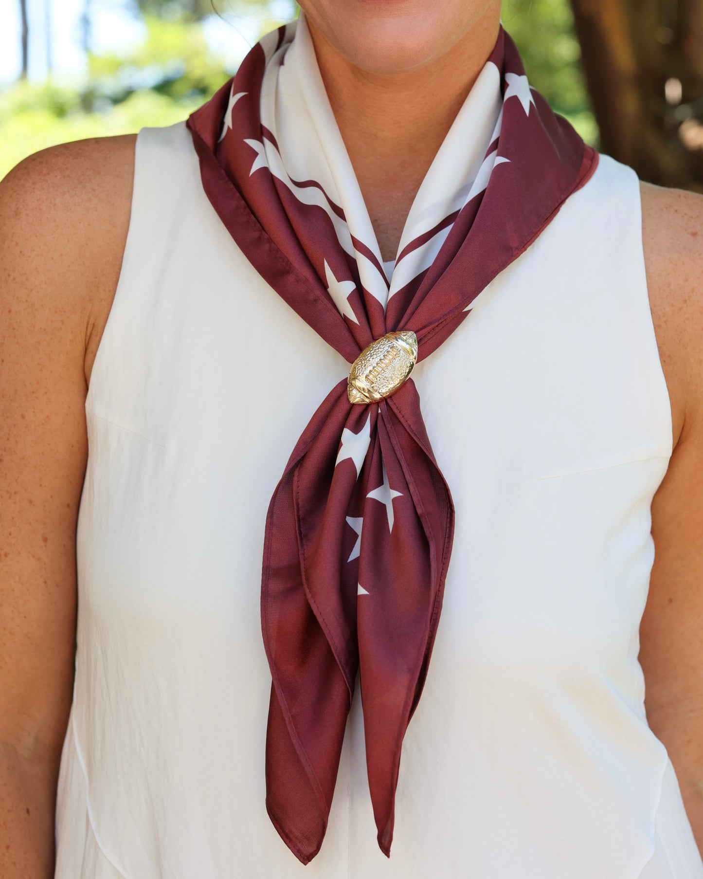 Fitzgerald Star Scarf Medium Maroon White