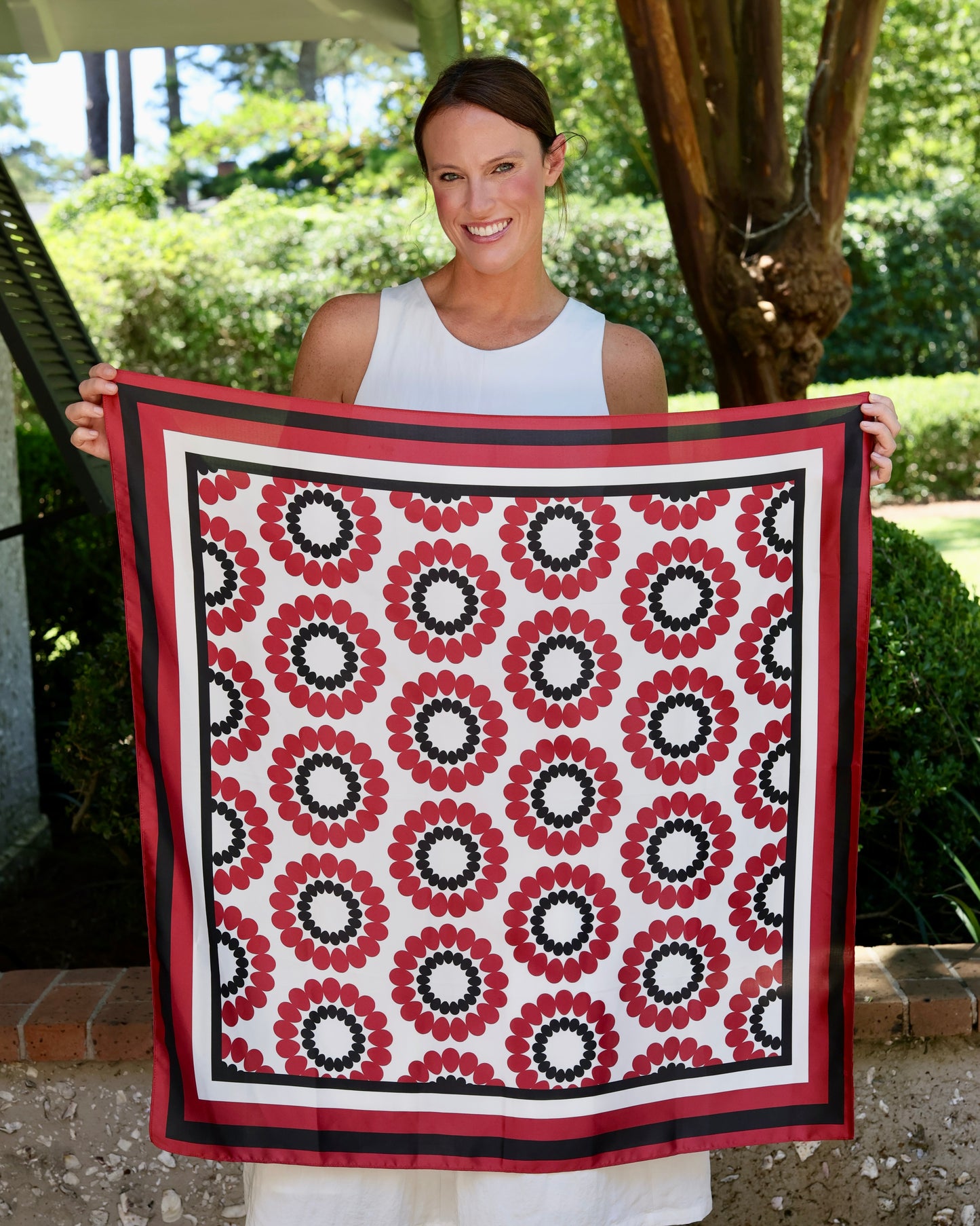 Lucy Floral Scarf Large Garnet Black