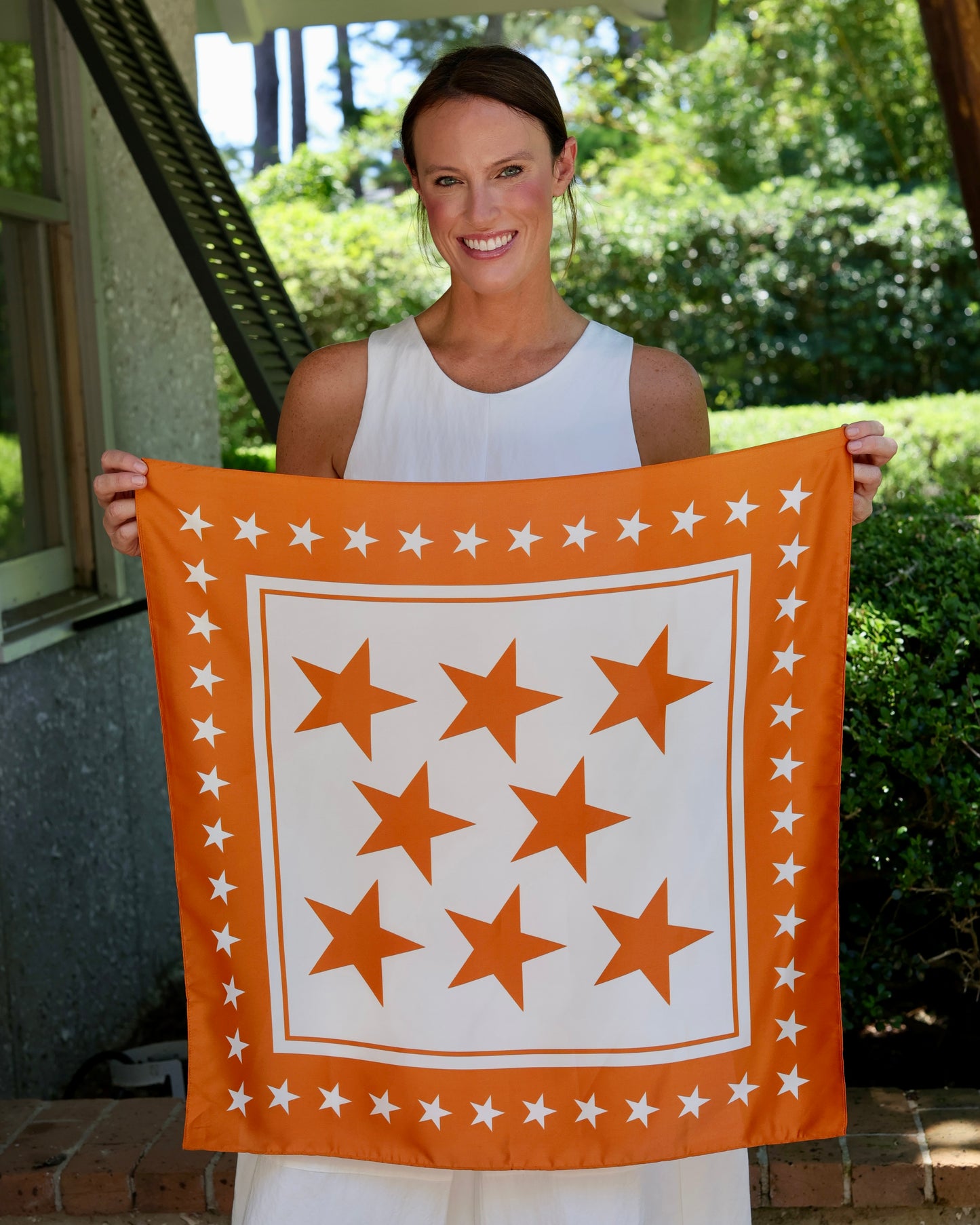 Fitzgerald Star Scarf Medium Orange White