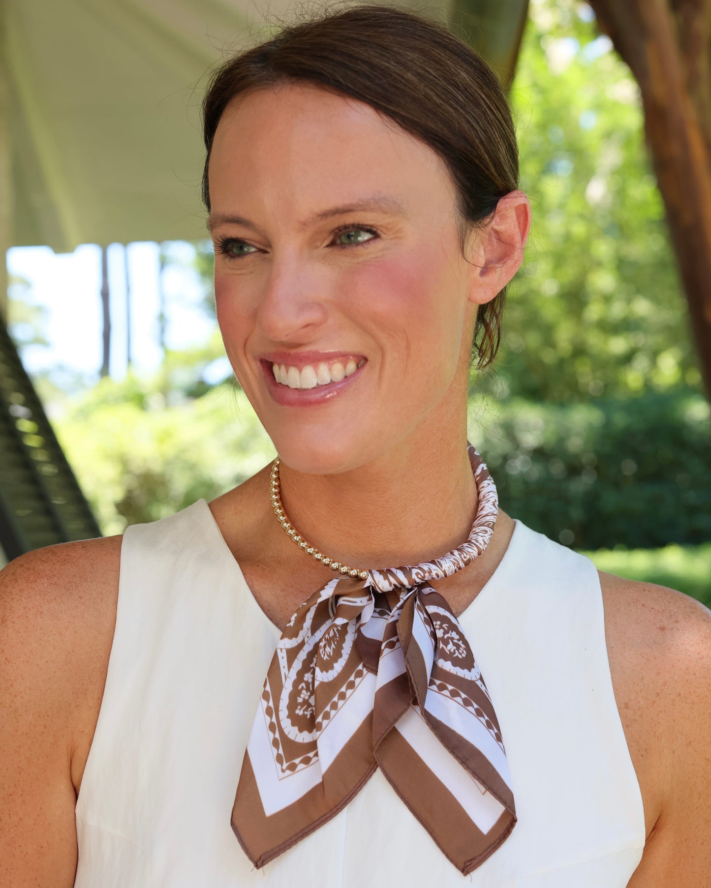 Laya Beaded Scarf Collar Necklace Chocolate
