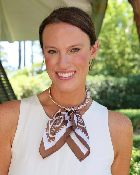 Laya Beaded Scarf Collar Necklace Chocolate