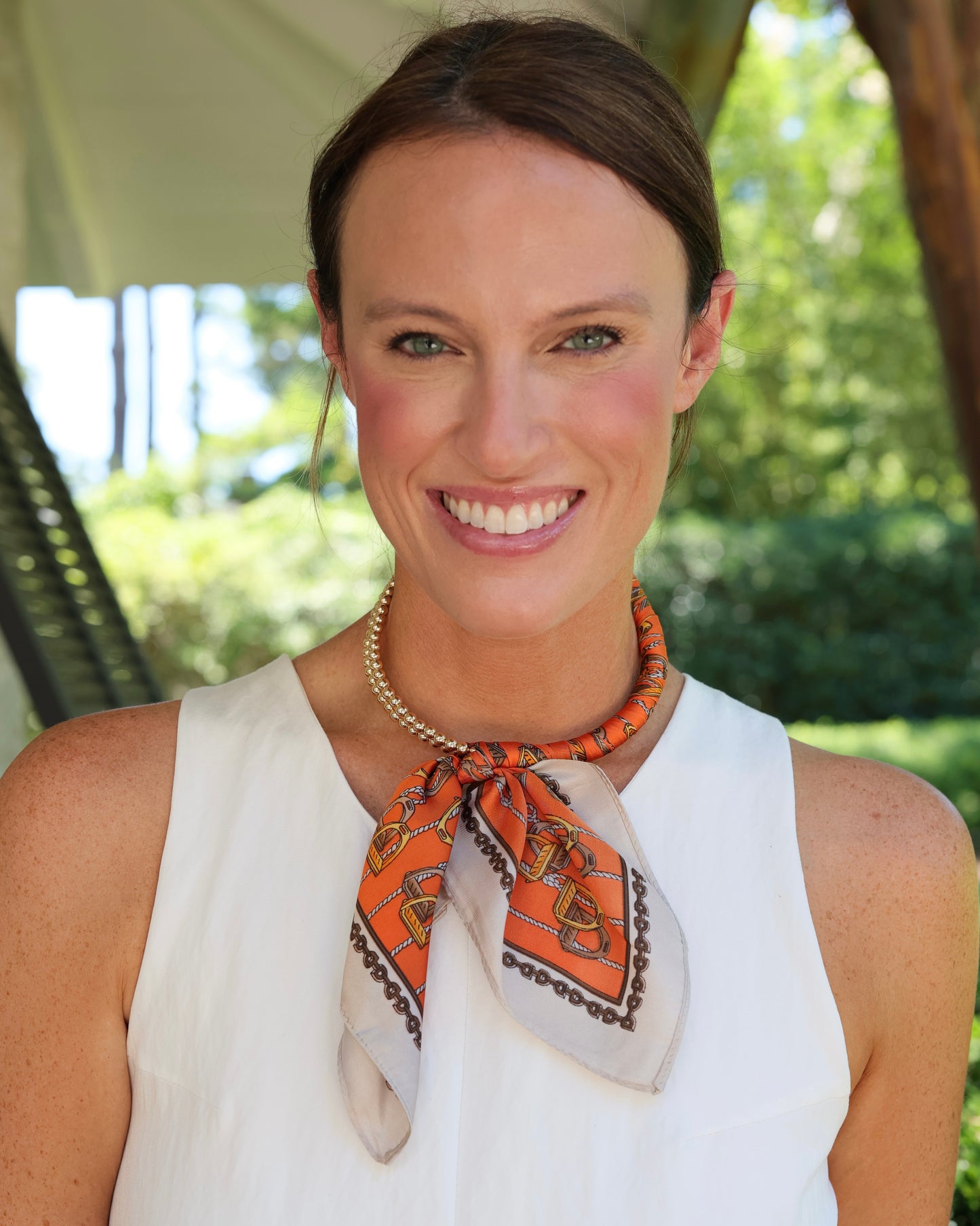 Laya Beaded Scarf Collar Necklace Orange