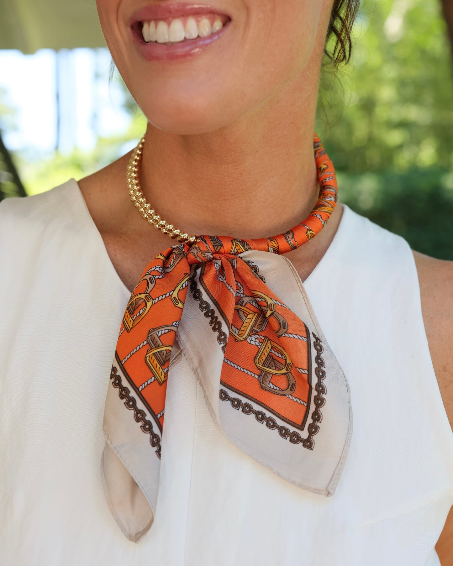 Laya Beaded Scarf Collar Necklace Orange