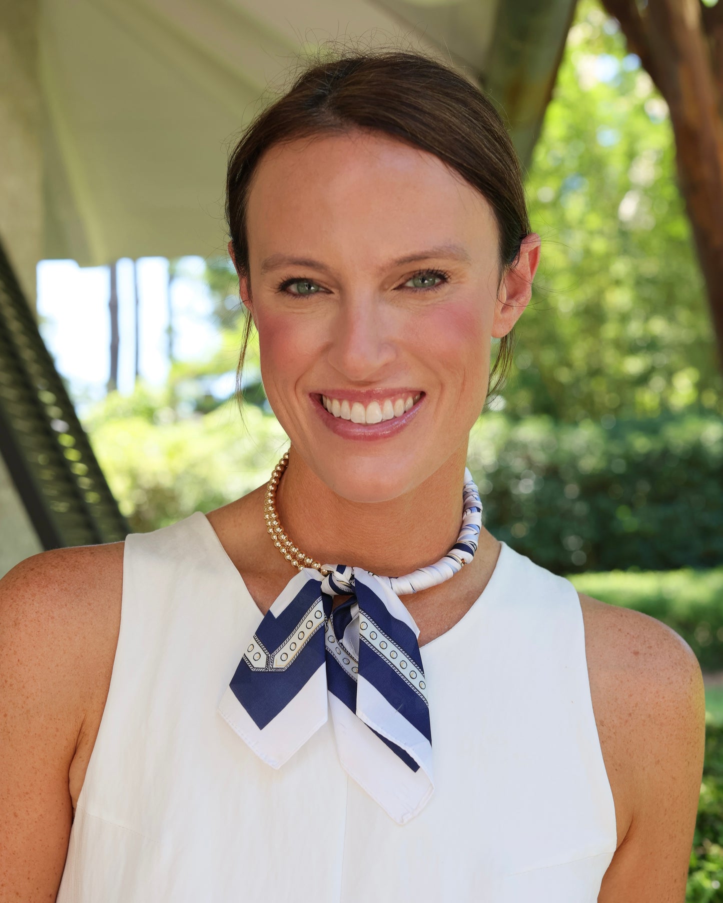 Laya Beaded Scarf Collar Necklace Navy