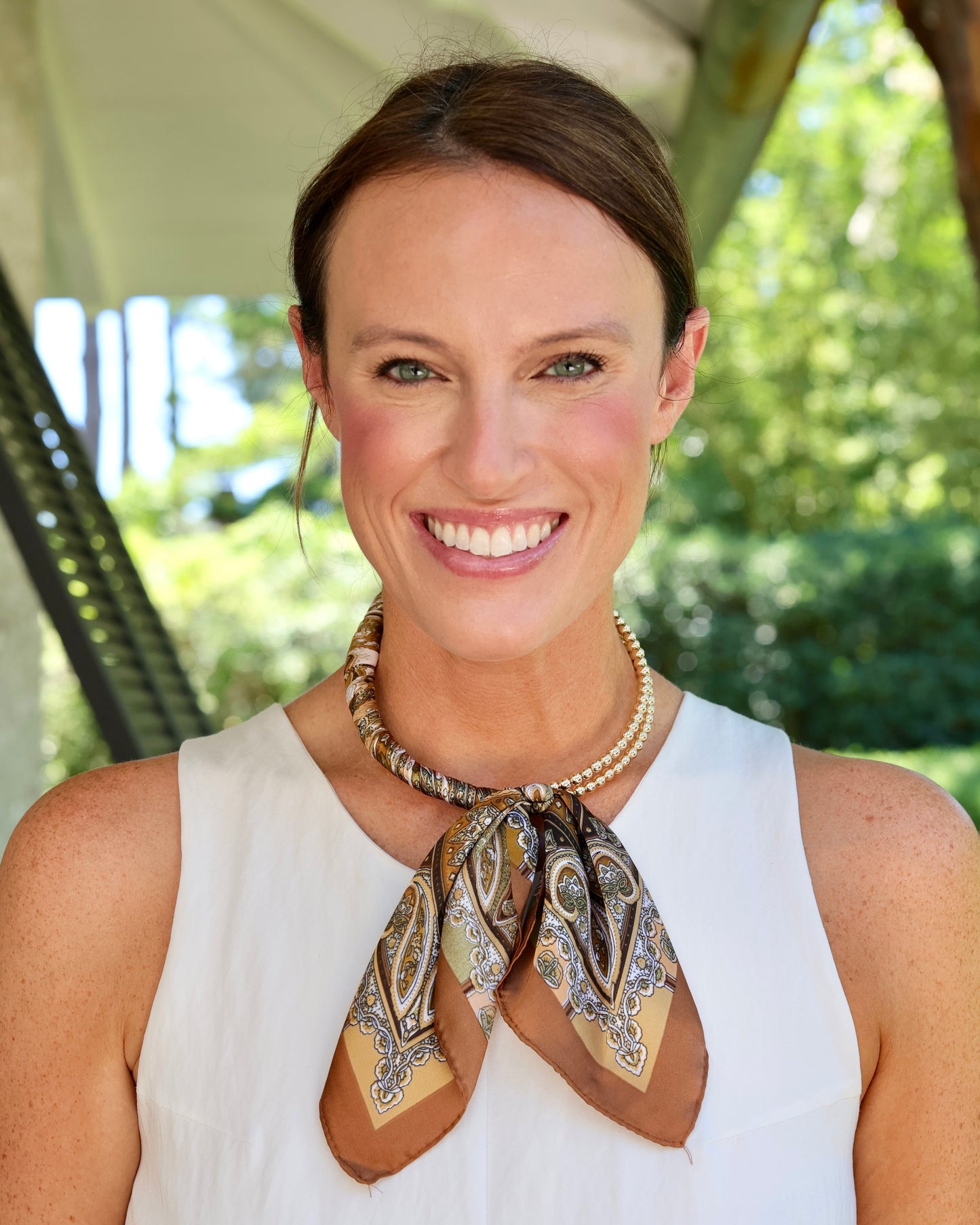 Laya Beaded Scarf Collar Necklace Brown