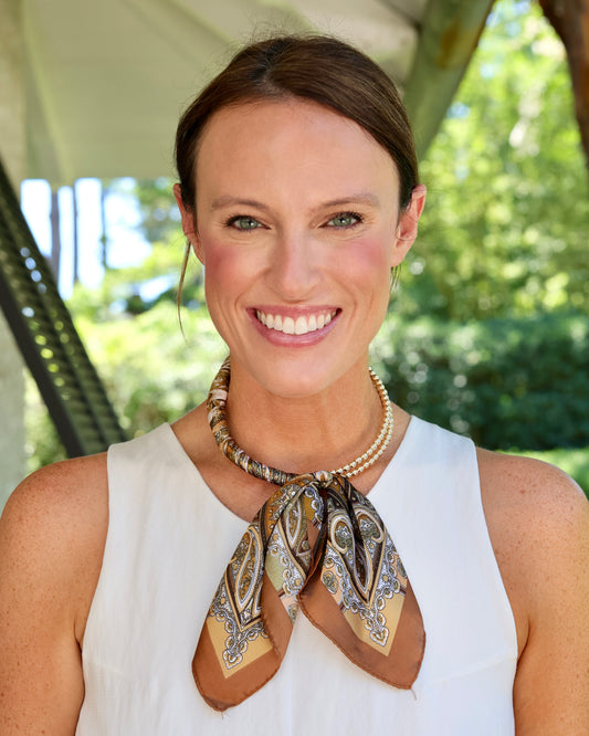 Laya Beaded Scarf Collar Necklace Brown