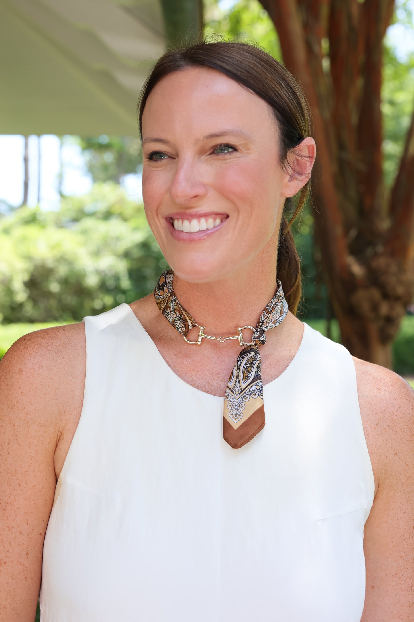 Lana Horsebit Scarf Necklace Brown
