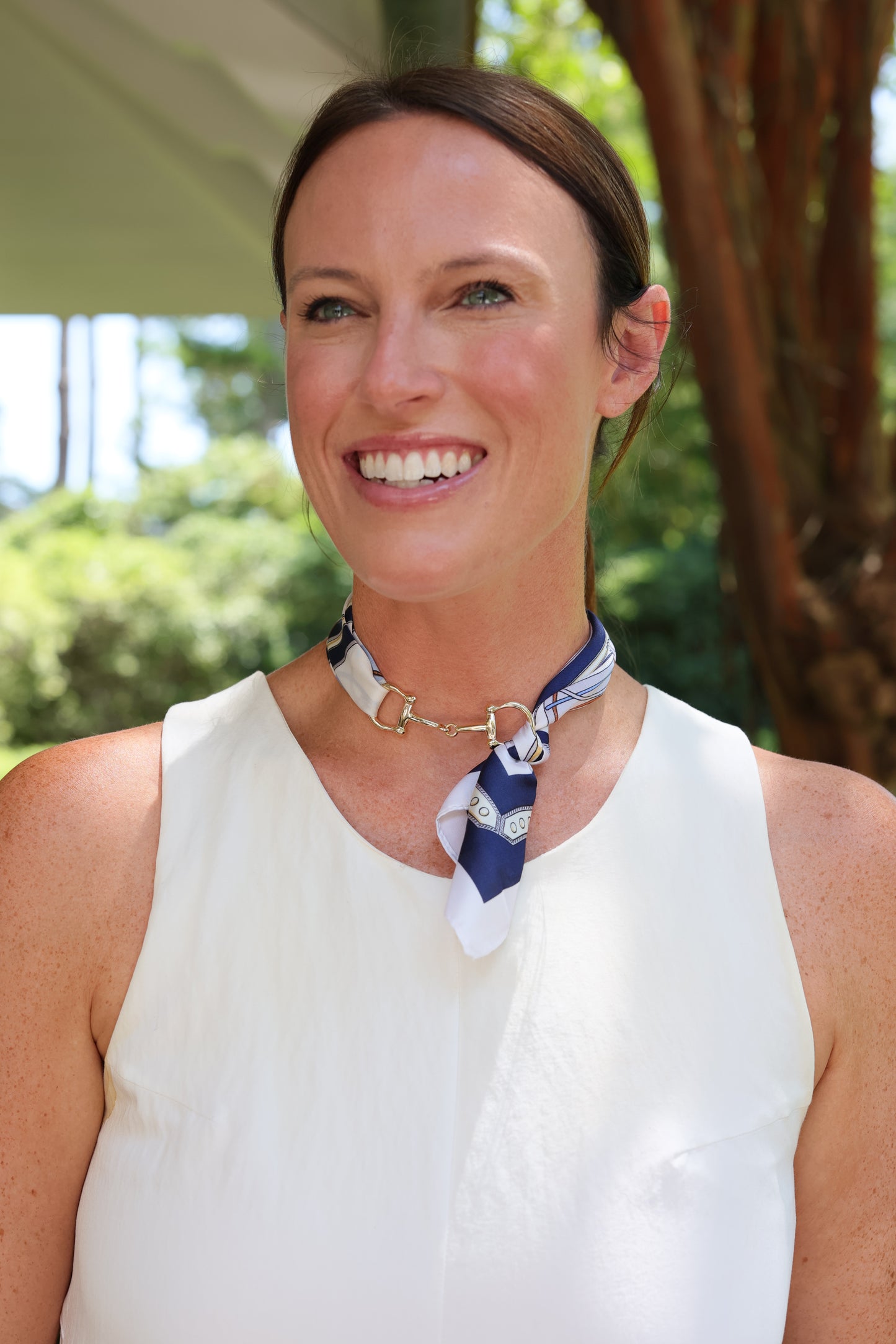Lana Horsebit Scarf Necklace Navy