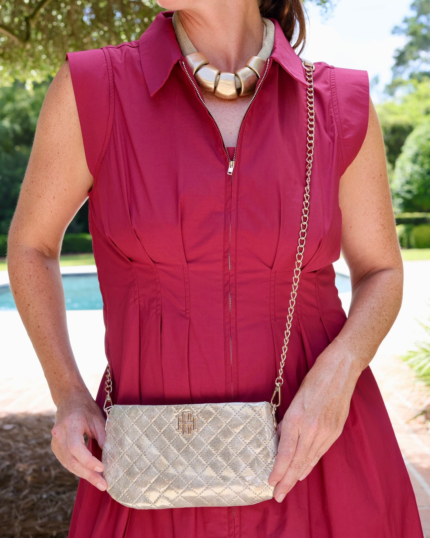 Livi Quilted Crossbody Champagne Pop