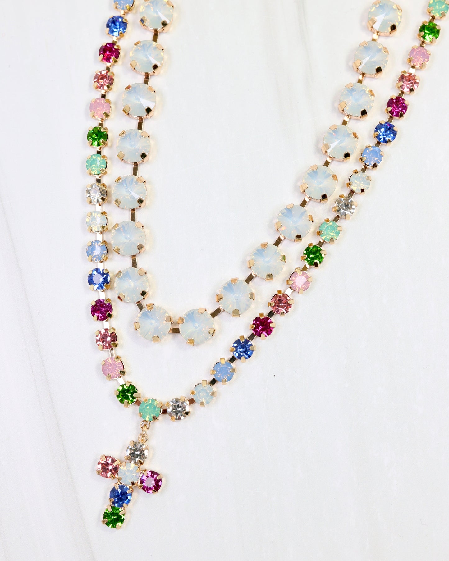 Opal and Cross Glam Necklace Bundle