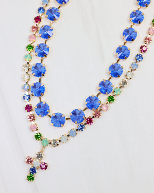 Blue & Multi Cross Glam Necklace Bundle
