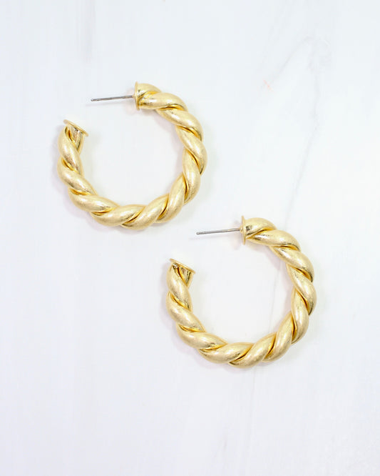 Raylee Twisted Hoop-Large Matte Gold