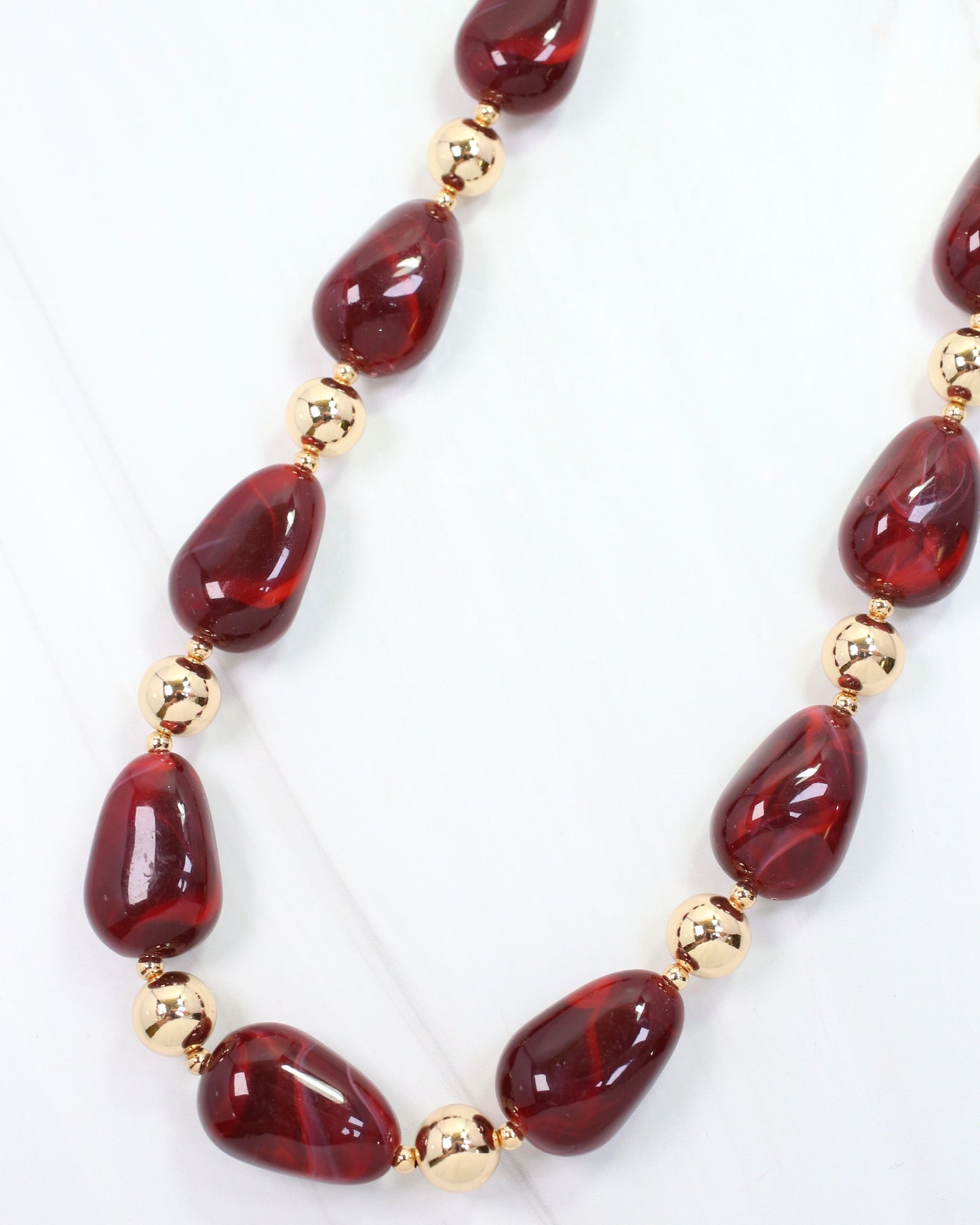 Giana Swirl Beaded Necklace Garnet
