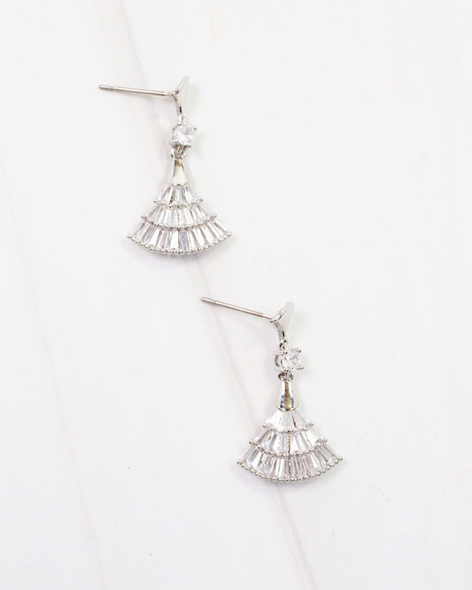 Cabrits CZ Fan Drop Earring Silver