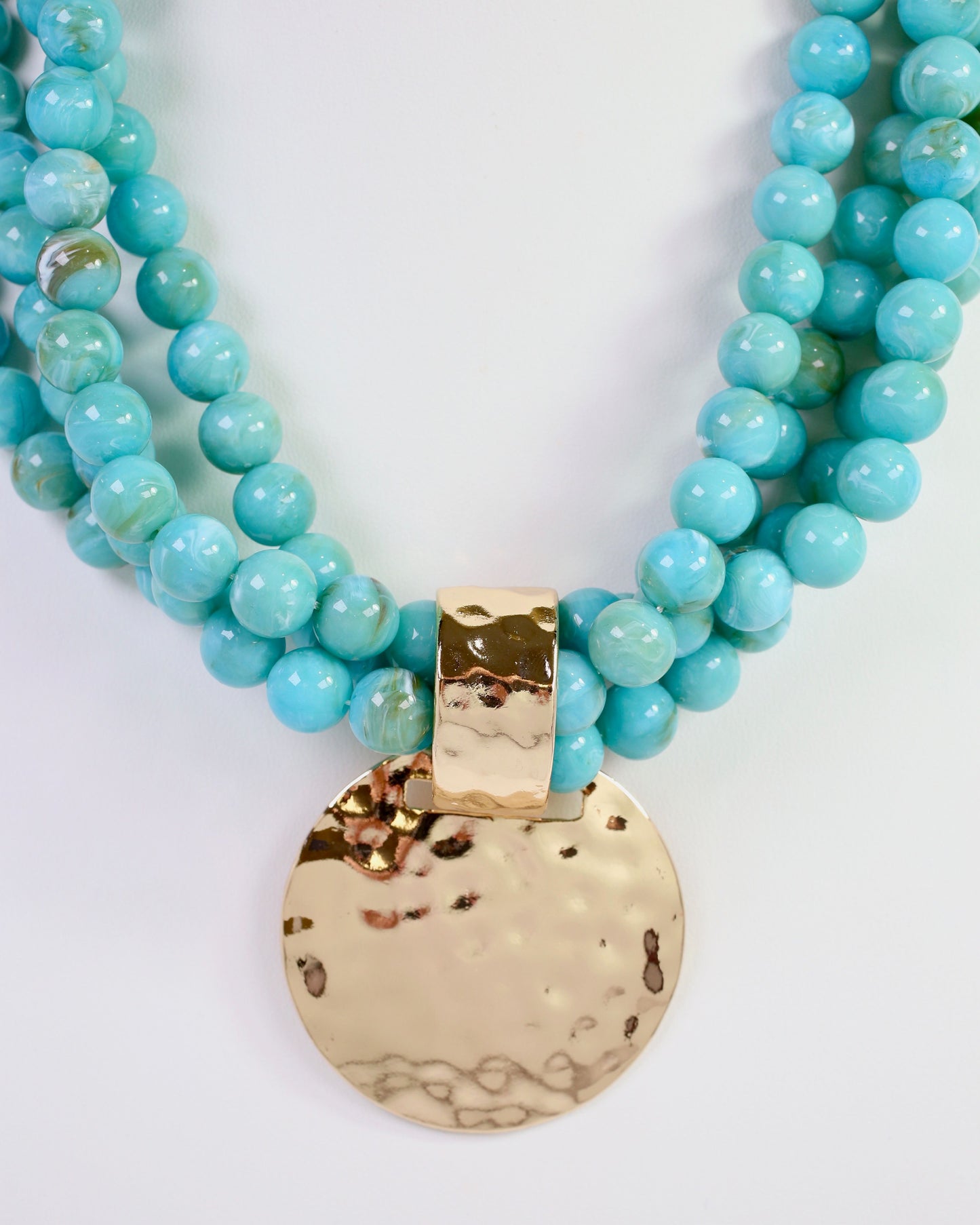 Laven Layered Beaded Necklace with Pendant TURQUOISE