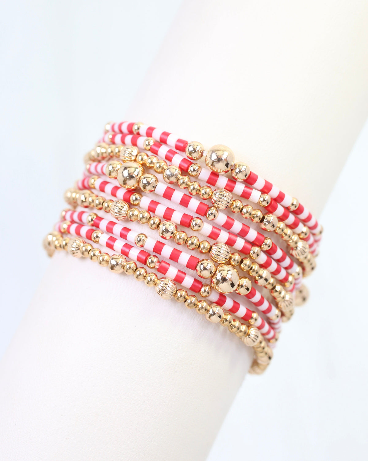 Renee Beaded Bracelet Set Red White