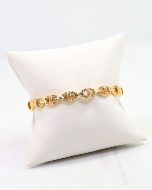 Gwen CZ Circle Cuff Bracelet Gold