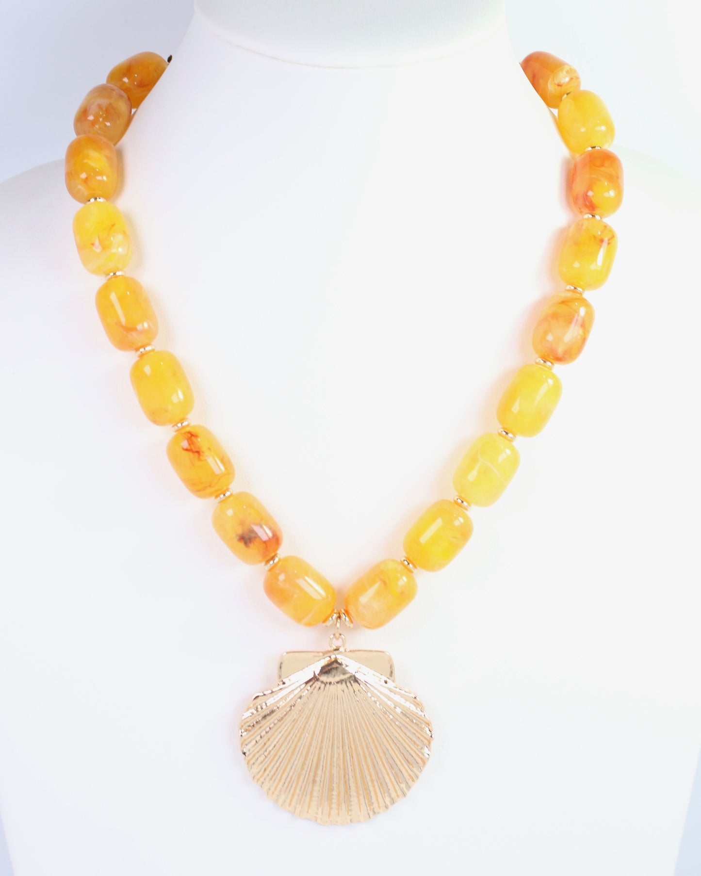 Bega Marble Beaded Shell Necklace Yellow