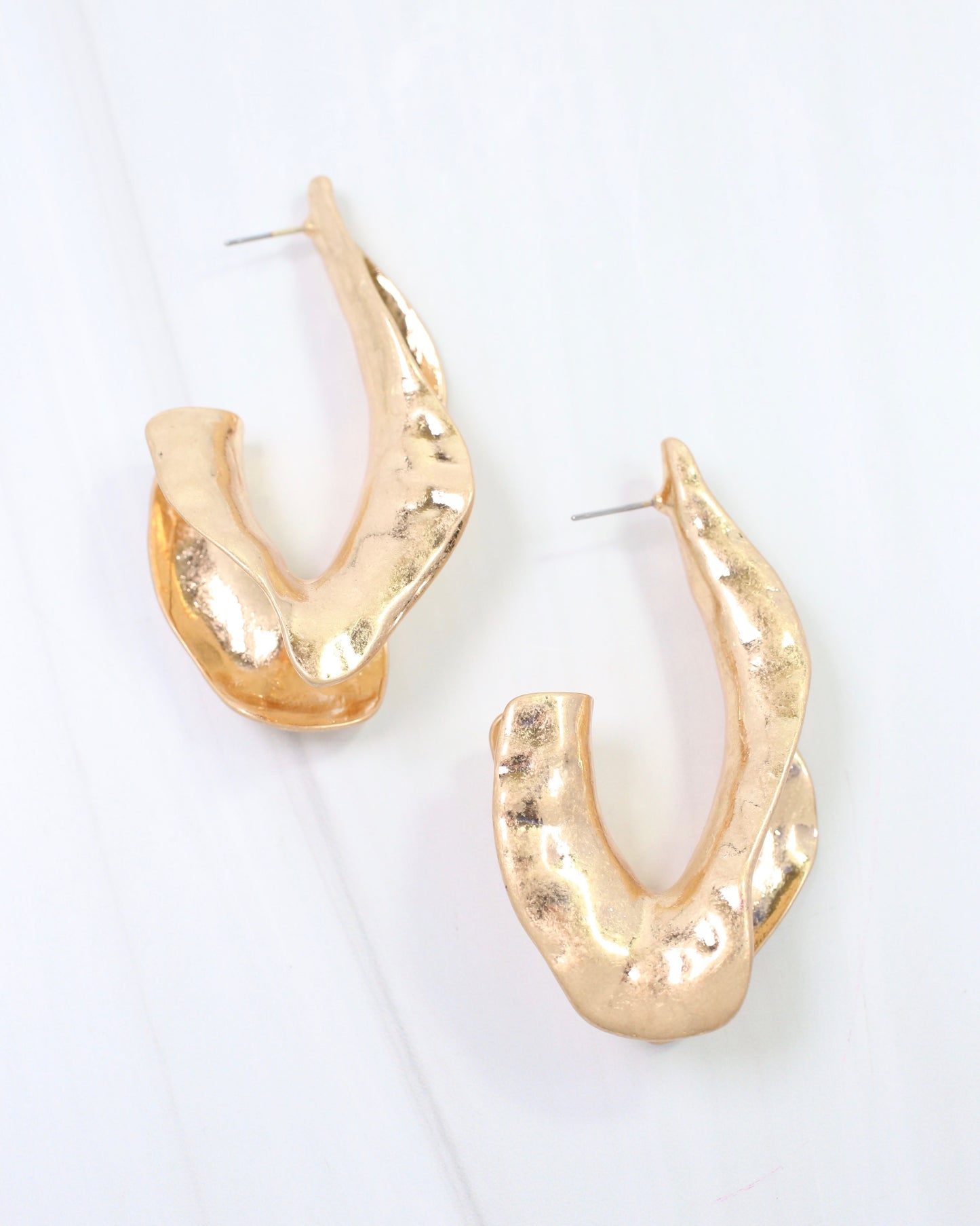 Henderson Hammered Artsy Hoop Earring Worn Gold