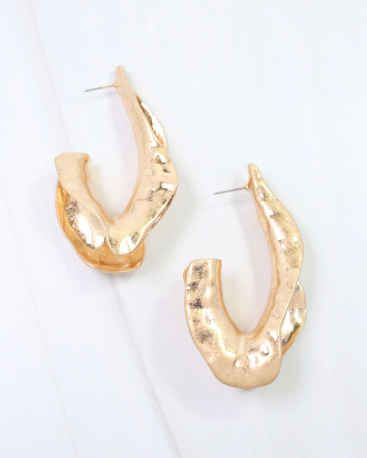 Henderson Hammered Artsy Hoop Earring Worn Gold